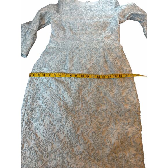 Betsy & Adam Ice Blue and Silver Jacquard Midi Dress - Size 14W - Picture 5 of 16